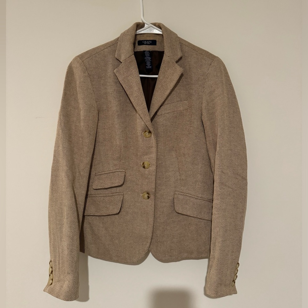 Chaps Womens Size 4 / Beige / Long Sleeve / 3 Button Up / Linen Suit Jacket